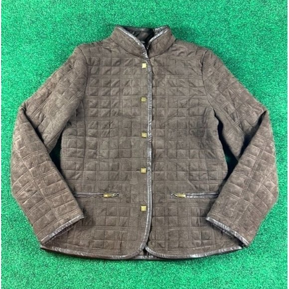 Eivissa Jackets & Blazers - Eivissa Brown Quilted Button Up Jacket Womens Size Medium
